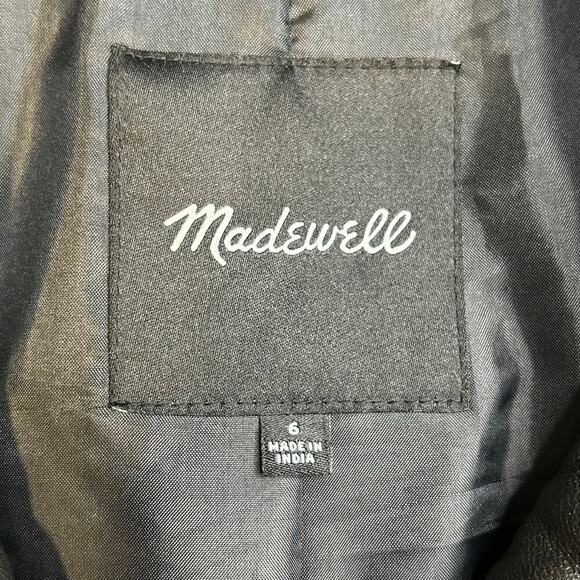 Madewell lamb leather shrunk zip front brass hardware jacket size 6** - Picture 11 of 15